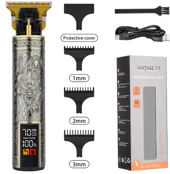 Professional Vintage Hair & Beard Trimmer – Cordless, USB Rechargeable