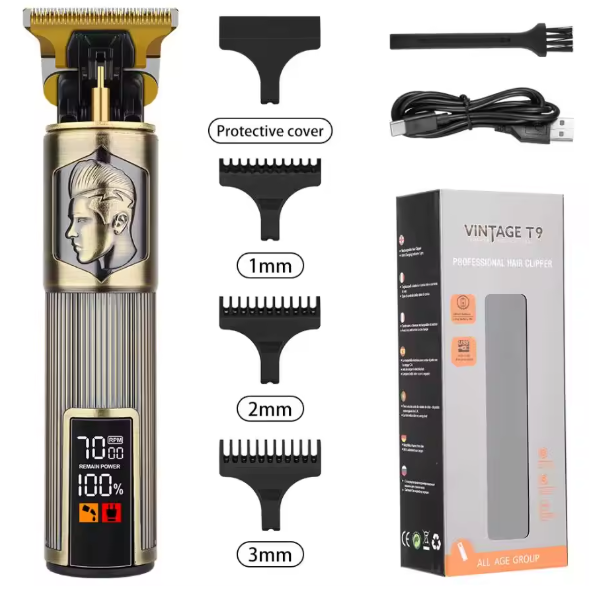 Professional Vintage Hair & Beard Trimmer – Cordless, USB Rechargeable